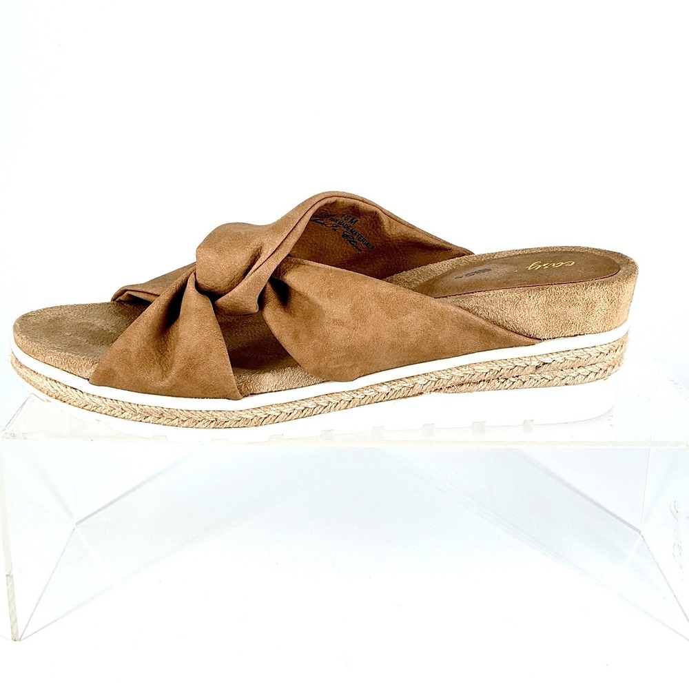 Easy Street Size 10 Tan Faux Suede Twist Knot Espadrille Wedge Sandals - Picture 10 of 14